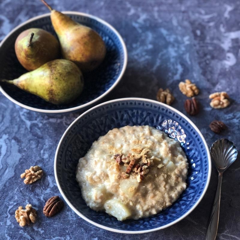 Easy Pear Walnut and Ginger Oatmeal Porridge - April J Harris