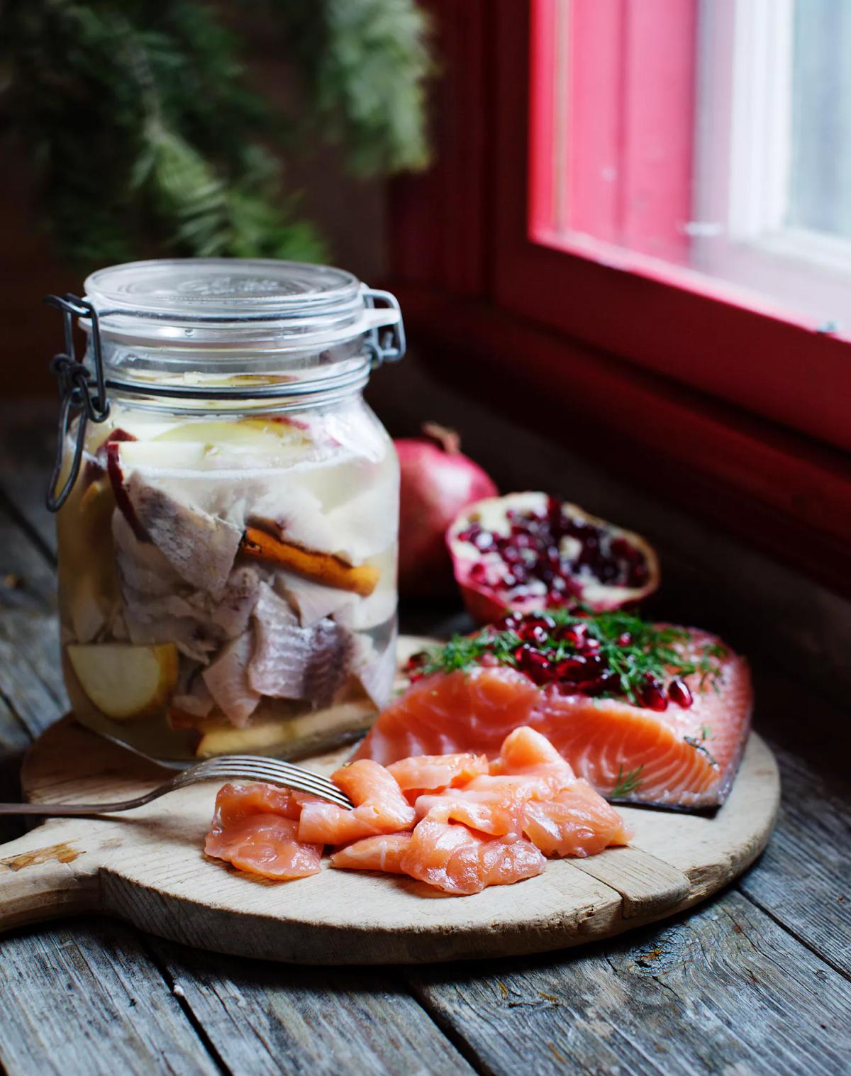 Gravad lax med granatäpple